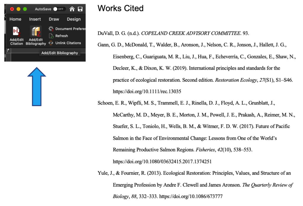 editing existing reference list using zotero